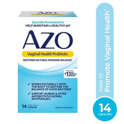 Cápsulas de suplemento probiótico para la salud vaginal AZO para el equilibrio femenino, 14 unidades Foto 1 de 4