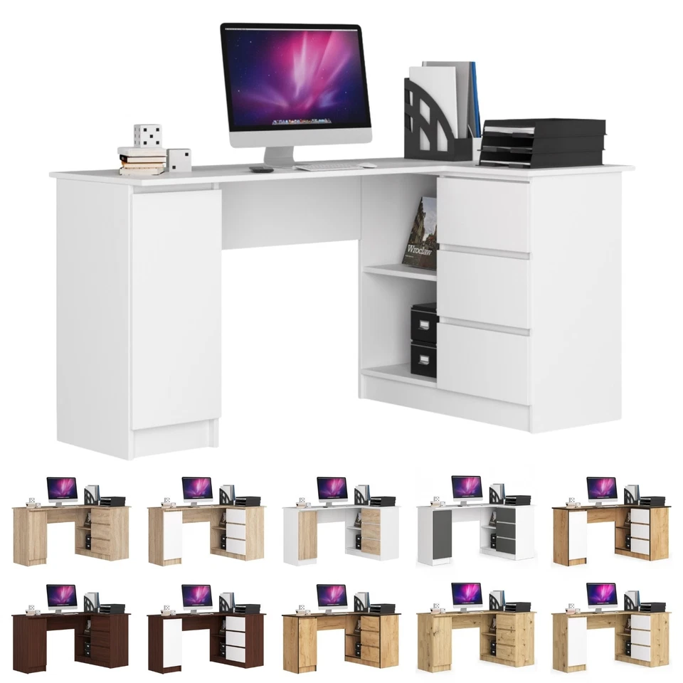 Eck-Schreibtisch AKORD B20 rechts mit 3 Schubladen und 4 Ablagen B155xH77xT85 cm - Bild 1 von 1