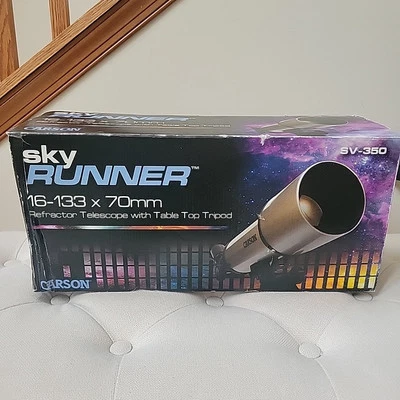 Carson SV-350 70mm SkyRunner Refractor Telescope With Table Top Tripod Open Box - Image 1 of 4