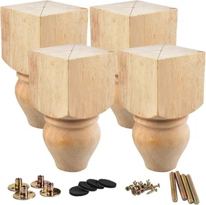La Vane 5 inch / 12cm Wooden Furniture Legs, Set of 4 5&quot; / 12cm, Type E  - Picture 1 of 6