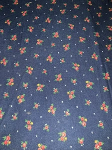 PETER PAN Fabric 100% Cotton Blue Pink Flowers on Medium Blue 1/2 yd (42 x 18"+) - Picture 1 of 5