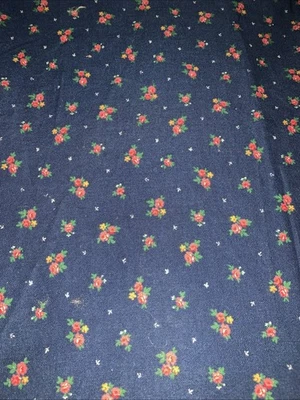 PETER PAN Fabric 100% Cotton Blue Pink Flowers on Medium Blue 1/2 yd (42 x 18"+) - Image 1 of 4