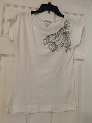 Camiseta H&M PEQUEÑA Blanca Manga Corta Algodón Elastano Cuello Redondo Informal Talla S Foto 1 de 4