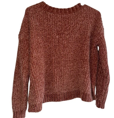 Suéter Aerie Mujer Chenilla Manga Larga Gran Tamaño Talla S Naranja Quemado Suave Foto 1 de 4