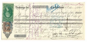 US Revenue R86c on 1868 Bill of Exchange, Danford Knowlton, NY, Caibarien - Picture 1 of 4