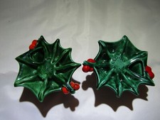Vintage Atlantic Mold Ceramic Christmas Holiday Candle Holder- Usa ~4.25” Dia