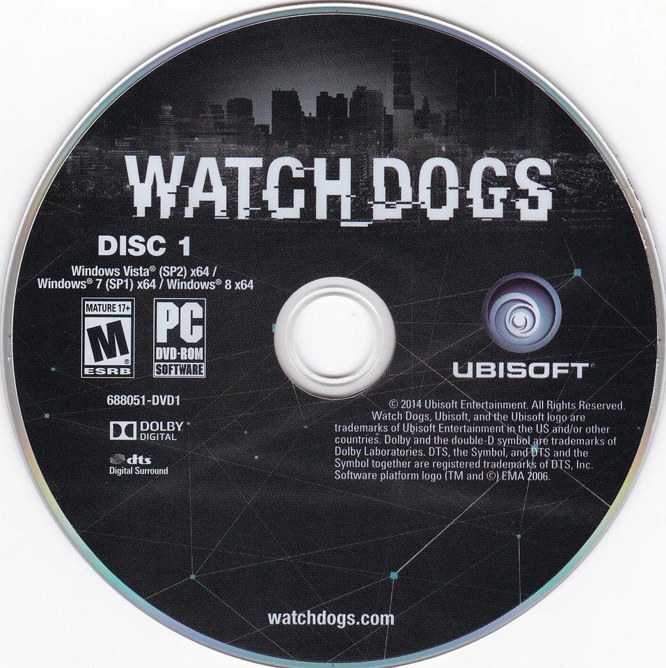 Replacement or Watch Dogs (Windows, PC DVD-ROM, 2014) *DISC ONLY* - Image 1 of 1