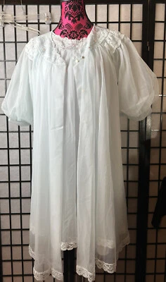 Shadow Line Vintage Años 70 Peignoir Set Pastel Bebé Muñeca Vestido y Bata Granny Core Foto 1 de 4