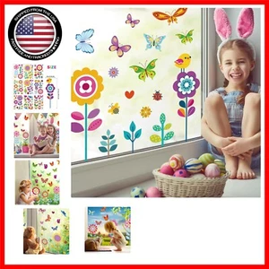 Vibrant 107-Count Floral Butterfly Window Decals - Perfect for Kids' Rooms! - Picture 1 of 8