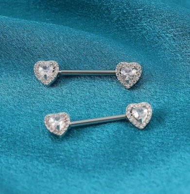 Botón de pezón corazón precio corporal diamante creado en laboratorio de 2 quilates chapado en oro blanco de 14 quilates Foto 1 de 4