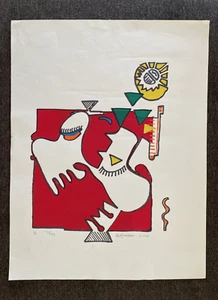 Vintage 80s Outsider Art Silk Screen Print Ltd Ed 1 of 2 Robert Gilkerson 18x23" - Picture 1 of 6