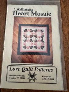 1991 Love Quilt Patterns Heart Mosaic Wallhanging Kathy Love Pattern 34.5 X 34.5 - Picture 1 of 2
