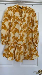 Banana Republic Kleid Gr. XXS gold/creme Rüschen unten Baumwolle - Bild 1 von 3