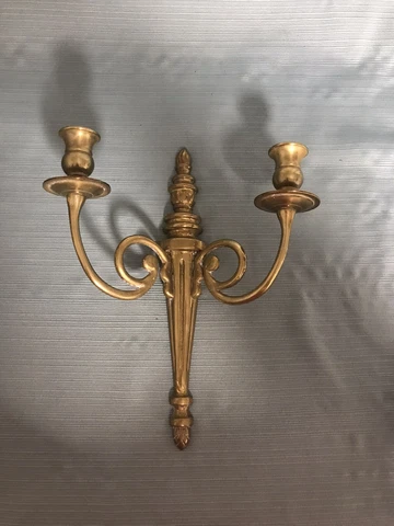 VINTAGE SOLID BRASS DOUBLE ARM CANDLE SCONCE ~ Cover