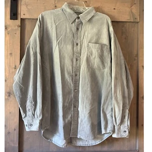 Indigo Palms Denim Corduroy Shirt Men's Size Large Light Green Distressed - Picture 1 of 12