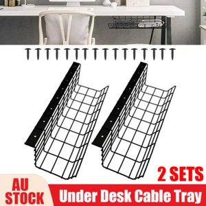 Under Desk Cable Managements Tray Basket Organizer Hide Tidy Cord Wire Line Rack - Picture 1 of 12