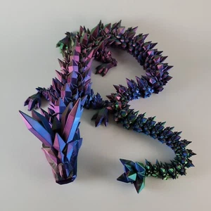 48" Red, Blue, Green Articulated Crystal Dragon 3D Printed Sensory, Fidget Toy - Picture 1 of 7
