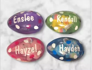 Personalized 10” Easter Egg, Kids Bunny Basket Bucket Stuffers - Picture 1 of 17