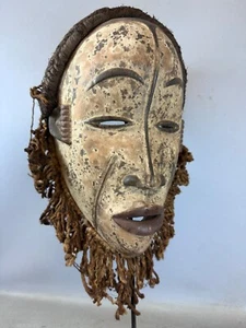 250120 - Old Traditional Authentic African IGBO Mask with beard & Cap - Nigeria. - Picture 1 of 8