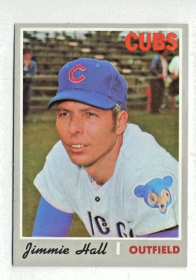 Tarjeta de error Topps 1970 Chicago Cubs Jimmie Hall frontal Bob Johnson #693 trasero MC Foto 1 de 2