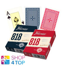 2 FOURNIER 818 POKER PLASTIC COATED PLAYING CARDS DECK RED BLUE JUMBO INDEX NEW