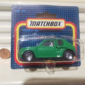 Rare Matchbox 1984 MB25 Green PEUGEOT 205 TURBO 16 Nu Mint in C9 New Mint Box - Picture 1 of 7