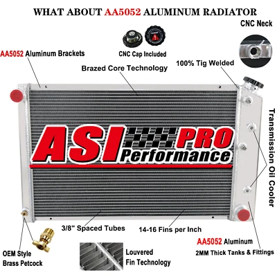 3 Row Aluminum Radiator For Chevrolet Camaro 1970-81 Monte Carlo 78-87 G-Body Foto 1 de 4