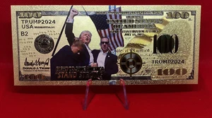 Donald Trump Gold Foil $100 Dollar Bill | Assassination Attempt from Butler, PA - Picture 1 of 3