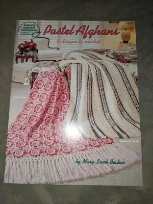ASN 1131 Pastel Afghans 6 Designs Crochet Pattern Booklet 1991 Mary Becker - Image 1 of 3