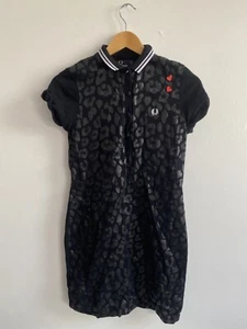 Fred Perry Amy Winehouse Shirt Dress UK 8 Black Retro Casuals Leopard Print - Picture 1 of 16