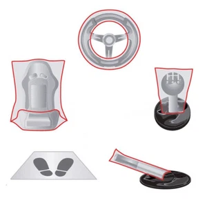 Schutz Fahrzeug innen Schutzbezug Auto Sitzschoner Fußmatte Lenkrad Clean Set - Picture 1 of 4