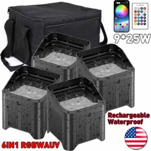 APP batteria wireless ricaricabile par light impermeabile 9X25W RGBWA+UV uplighting - Foto 1 di 24