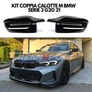 KIT COPPIA CALOTTE SPECCHIETTI MSPORT NERE LUCIDE BMW SERIE 3 G20 G21 G28 320 M3 - Foto 1 di 3