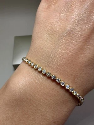 9Ct Yellow Gold 2.03Ct Lab-Grown Diamonds Rub-Over Tennis Bracelet Lgsl89 - Image 1 of 4