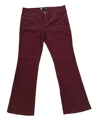 Kut from the Kloth Velvet Jeans Baby Boot Cut Burgundy Red Stretch Womens 14 NEW - Image 1 of 4