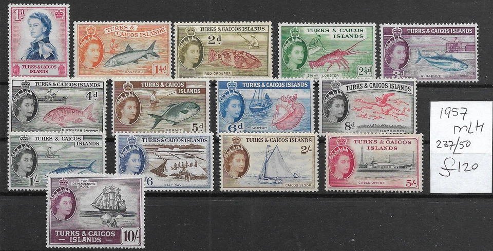 Turks & Caicos Islands @ 1957 SG 237/250 DEFINITIVES   MLH  NICE PRICED @GB1978 - Image 1 of 1