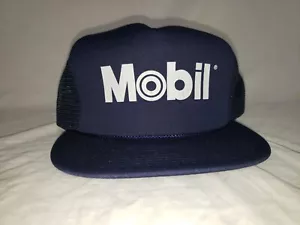 MOBIL Oil Blue Tankstelle Snapback Mesh Trucker Mütze Cap Vintage - Bild 1 von 5