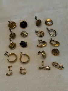 Vintage Lot 10 pair Earrings Rhinestone, Clip-on #10 - Picture 1 of 2