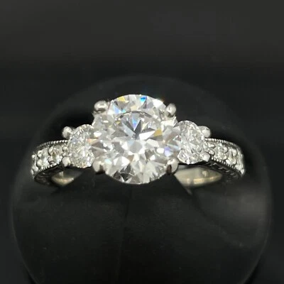 Anillo de compromiso de platino Scott Kay - Certificado IGI CVD diamante cultivado en laboratorio 1,51 quilates E VS1 Foto 1 de 4