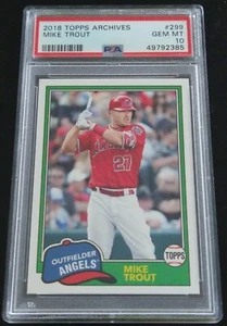 2018 Topps Archives Mike Trout #299 PSA 10 GEM MINT Los Angeles Angels - Bild 1 von 2