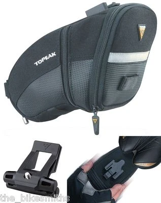Bolsa de asiento de bicicleta Topeak TC2252B mediana QuickClick Aero cuña con fijador paquete QR negra Foto 1 de 2