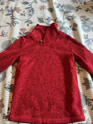 Jumping Beans Red Black Boys Cowl Collar Fleece Sweater Size 6 - Image 1 of 3