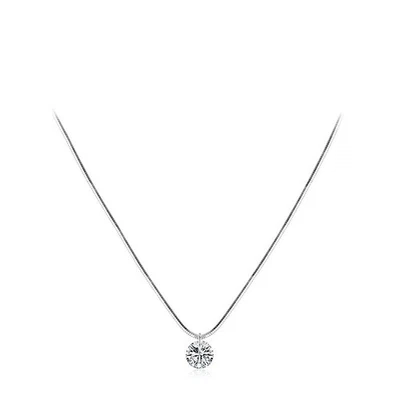 Collar de cadena de serpiente solitario de plata esterlina S925 circonita cúbica joyería de moda Foto 1 de 4