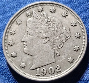 A 1902 Liberty Head V Nickel Very Fine VF+ Coin - Picture 1 of 2
