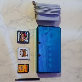 Nintendo 3DS Blue 32GB Handheld Console Wi-Fi with Charger, Stylus, 3 Games