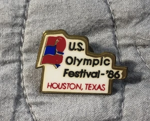 Vintage 1986 US Olympic Festival Houston Texas Lapel Hat Pin - Picture 1 of 3