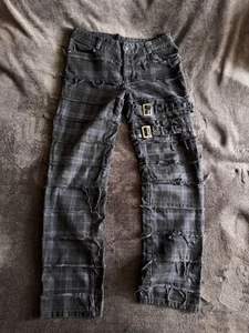Vintage Avant-garde Distressed Belt Pants Denim - Picture 1 of 7