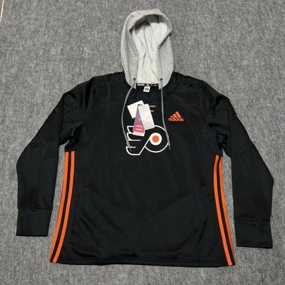 Philadelphia Flyers Women’s XL Hoodie Adidas Black Skate Lace AEROREADY New - Image 1 of 4