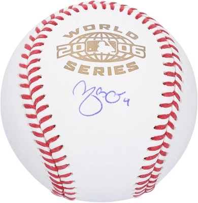 Yadier Molina Cardenales de San Luis Autografiado 2006 Serie Mundial Logo Béisbol Foto 1 de 3