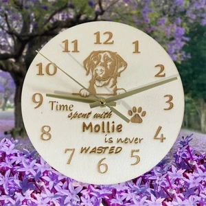 Orologio da parete cane in legno inciso a laser personalizzato (QUALSIASI RAZZA) - Foto 1 di 32